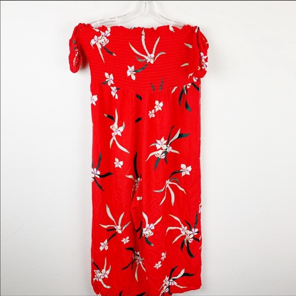 Cotton On Off Shoulder Red Floral Jumpsuit G323 - Picture 5 of 8